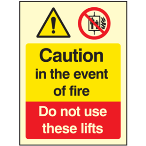 Caution in the event of fire do not use these lifts