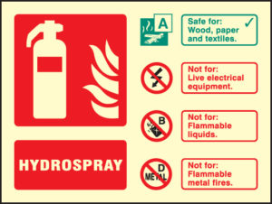 Hydrospray extinguisher identification