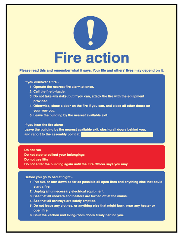 Fire action residential homes & multioccupancy buildings dial manually