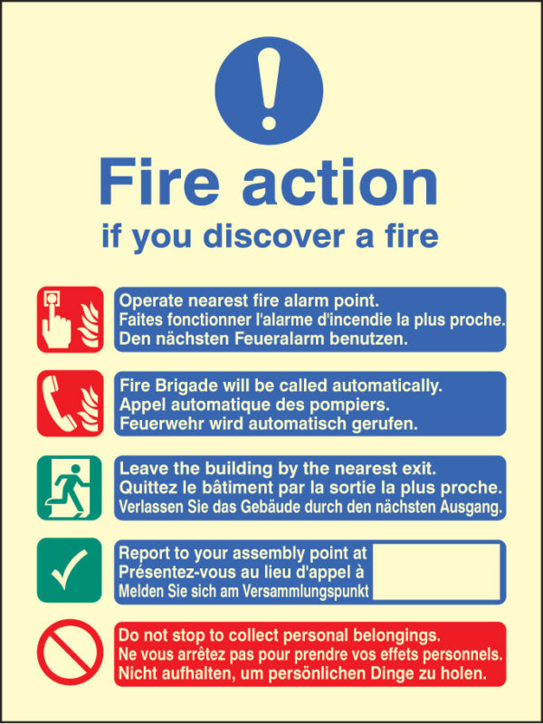 Multilingual fire action manual no lift