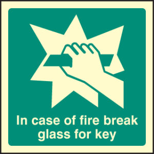 In case of fire break glass for key