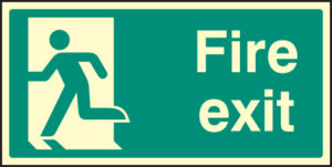 Fire exit left symbol