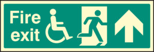 Disabled fire exit arrow ahead