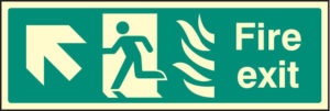 Fire exit arrow up left HTM
