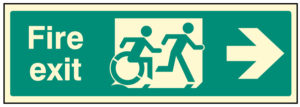 Disabled fire exit arrow right