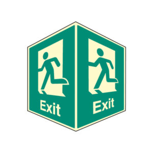 Exit projecting sign photoluminescent